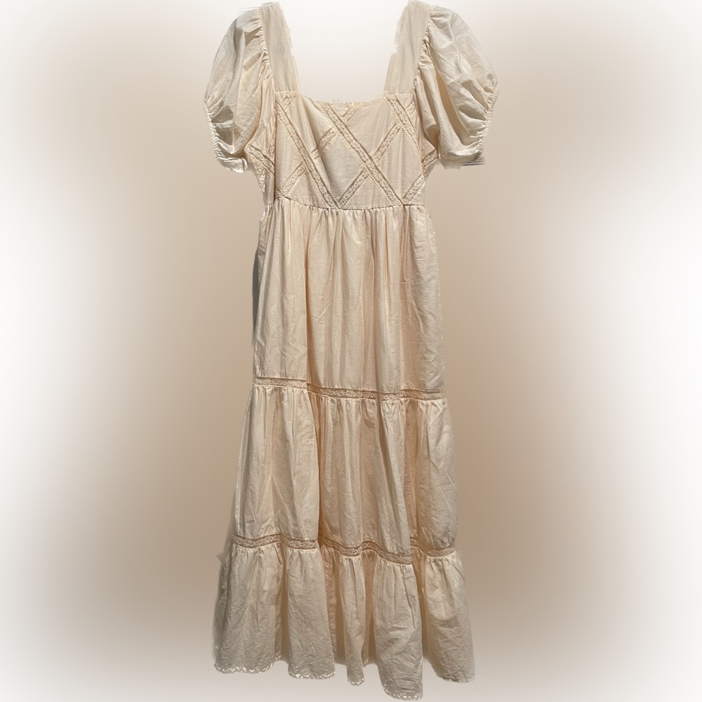 BAND OF THE FREE KAVYA LIGHT TEA LATTICE MAXI DRESS - Picture 8 of 16